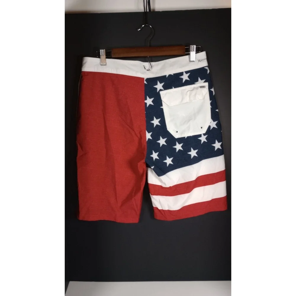 Hurley Phantom Board Shorts Mens 30 USA Flag Red White Blue Patriotic Stretch